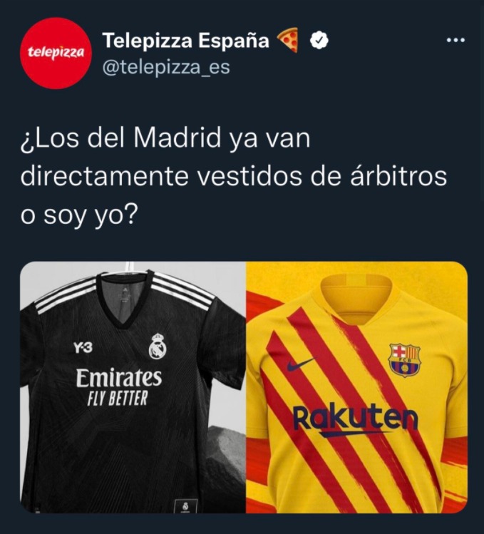 Telepizza falta al respeto al Real Madrid y les acusa de querer robar el Clásico