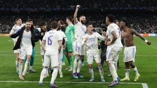 Los jugadores del Real Madrid celebran el triunfo ante el PSG en el Bernabéu. (Getty)