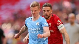 Zinchenko, durante el Manchester City – Liverpool. (Getty)