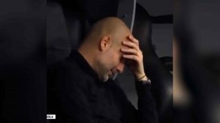 Pep Guardiola, destrozado en el Bernabéu.