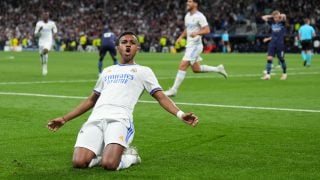 Rodrygo celebra el gol de la remontada en el Real Madrid-Manchester City. (Getty)