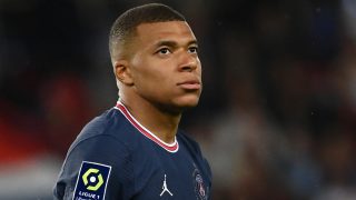 Kylian Mbappé durante un partido del PSG. (AFP)