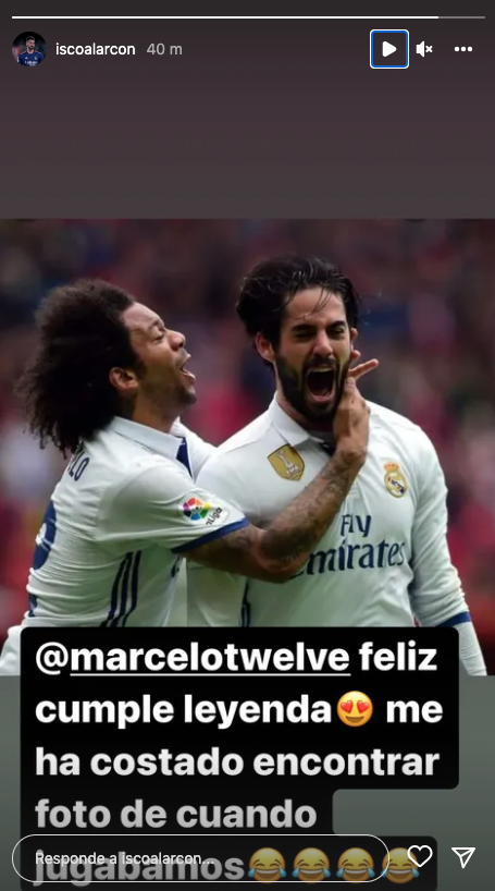 La felicitación con ‘recado’ de Isco a Marcelo: «Me ha costado encontrar foto de cuando jugábamos»