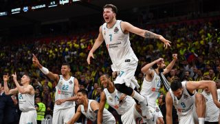 Doncic celebra el título de la Euroliga 2018. (AFP)