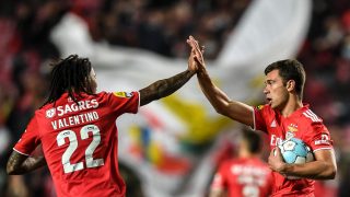Henrique Araujo celebra un gol con el Benfica. (AFP)