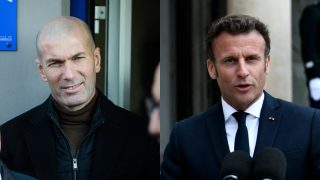 Zinedine Zidane y Emmanuel Macron. (AFP)