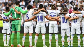 Los jugadores del Real Madrid, antes de un encuentro la pasada temporada (AFP)