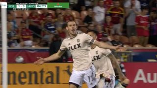 Bale celebra su gol con Los Ángeles FC.