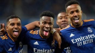 Rodrygo, Vinicius y Militao celebran. (AFP)