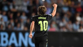 Modric celebra un gol con el Real Madrid.