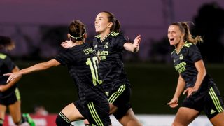 Caroline Weir celebra el gol ante el City. (Real Madrid)