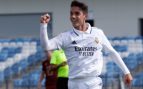 Arribas celebra un gol con el Real Madrid Castilla