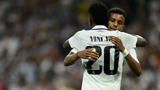 Rodrygo y Vinicius celebran un gol. (AFP)
