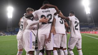 La plantilla del Real Madrid celebra un gol. (AFP)