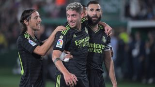 Fede Valverde celebra uno de sus goles. (AFP)