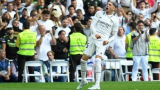Fede Valverde celebra un gol en el Bernabéu. (AFP)