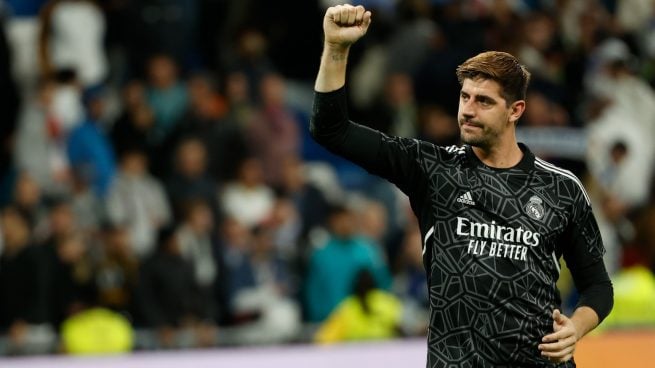 Courtois celebra la victoria del Real Madrid