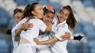 Las jugadoras del Real Madrid celebran el gol de Rocío. (EFE)