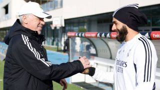 Ancelotti y Benzema en Valdebebas. (Realmadrid.com)