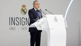 Florentino Pérez, durante el acto de entrega de insignias. (realmadrid.com)