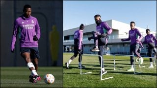 Alaba y Rodrygo se entrenan con el Real Madrid. (Realmadrid.com)