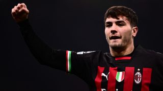 Brahim Díaz celebra un gol con el Milan. (AFP)