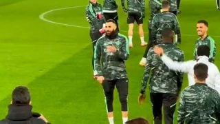 Benzema, en el entrenamiento.