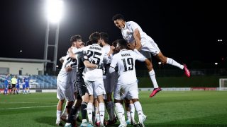 El Castilla celebra un gol. (Realmadrid.com)