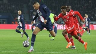 Mbappé en la ida de los octavos de final frente al Bayern. (Getty)