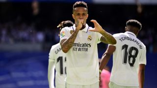 Militao celebra un gol con el Real Madrid. (AFP)