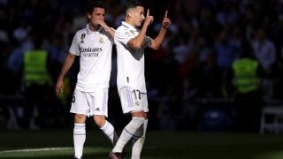 Lucas Vázquez celebra su gol contra el Valladolid. (Getty)