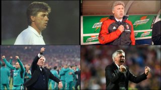 Ancelotti en sus etapas como entrenador en el Parma, Milan y Real Madrid (Getty)