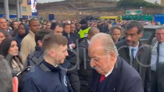 Juan Carlos I, a su llegada a Stamford Bridge.