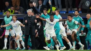 Los jugadores del Real Madrid celebran la eliminación al Manchester City. (Getty)