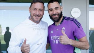 Totti y Benzema en Valdebebas. (realmadrid.com)