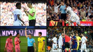 Jaime Latre, Sánchez Martínez, Hernández Hernández y Clos Gómez arbitrando al Real Madrid (EFE)