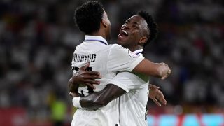 Rodrygo y Vinicius celebran un gol. (AFP)