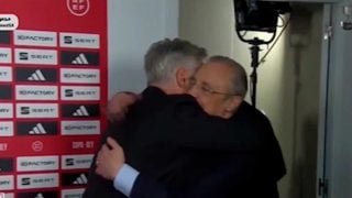 El abrazo entre Florentino y Ancelotti.