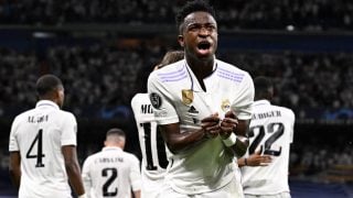 Vinicius celebra un gol con el Real Madrid. (AFP)