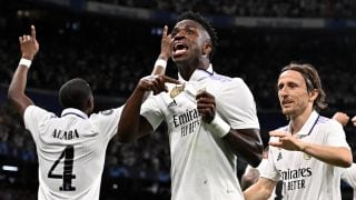 Vinicius celebra el gol ante el City. (AFP)