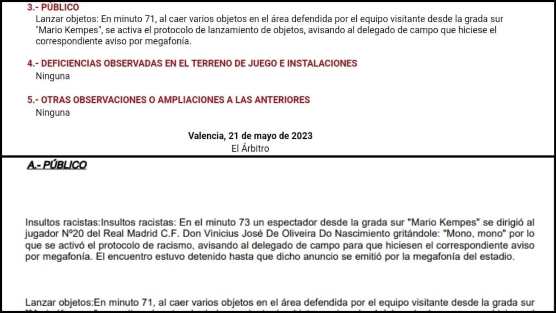 Acta arbitral valencia real madrid