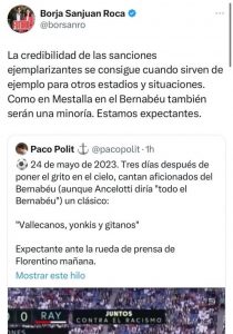 El portavoz del PSOE miente: fue la afición del Rayo la que cantó «vallecanos, yonkis y gitanos»