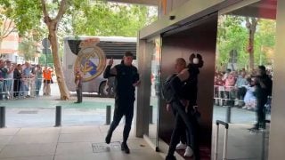 El Real Madrid a su llegada a Sevilla.