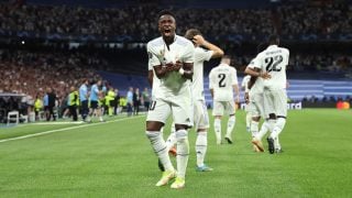 Vinicius celebra su gol contra el City. (Getty)