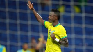 Vinicius celebra un gol con Brasil (Getty)