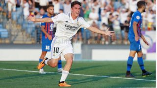 Arribas tras meter un gol con el Castilla (Realmadrid.com)
