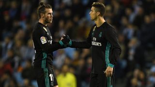 Bale junto a Cristiano Ronaldo durante su etapa en el Real Madrid (Getty)