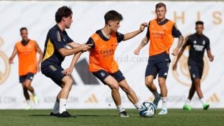 Güler y Odrioziola, en el entrenamiento. (Real Madrid)