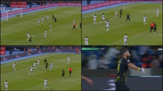 Karim Benzema celebra un gol con el Al-Ittihad.