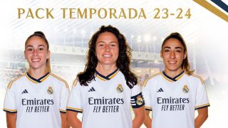 Olga, Ivana y Athenea con la camiseta del Real Madrid (Realmadrid.com)
